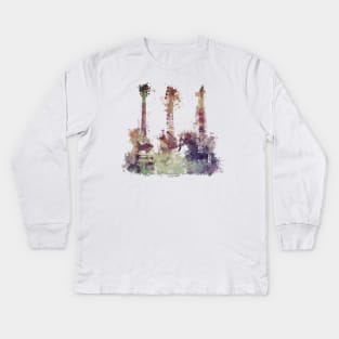 Three guitars art #guitar #music Kids Long Sleeve T-Shirt